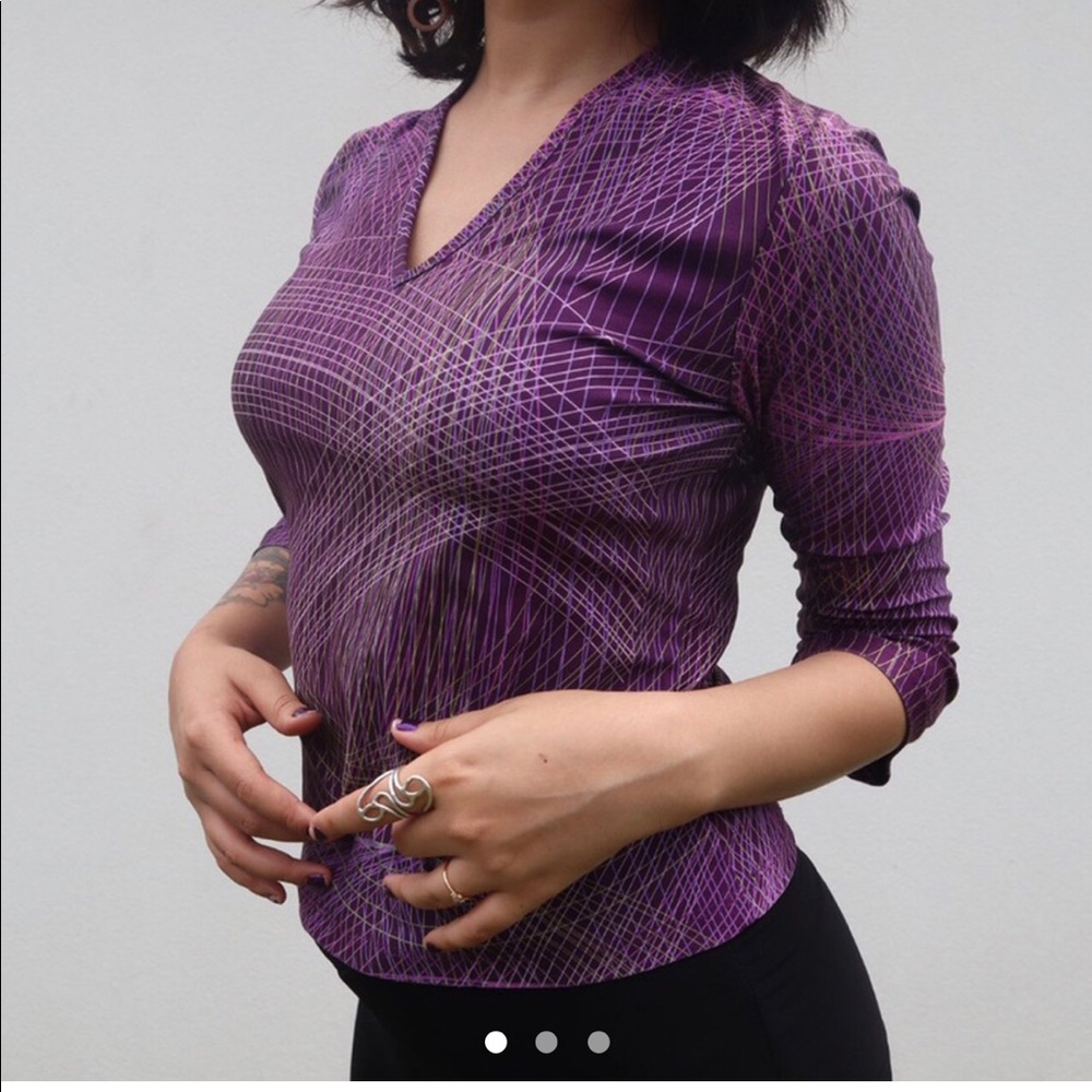 Mid sleeve purple polyester shirt